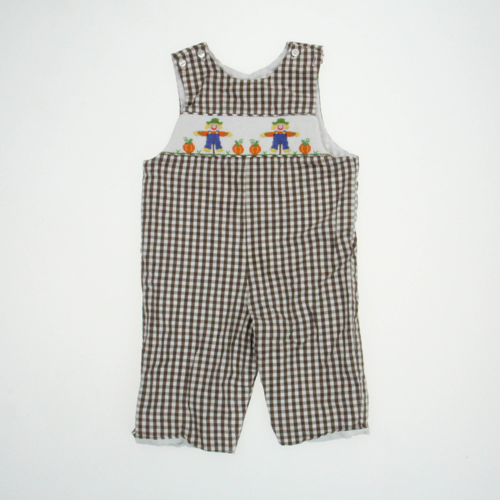 Petite Palace Boys Brown | Gingham Romper size: 12 Months